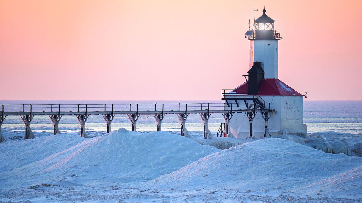 Michigan City Lighthouse in Winter
