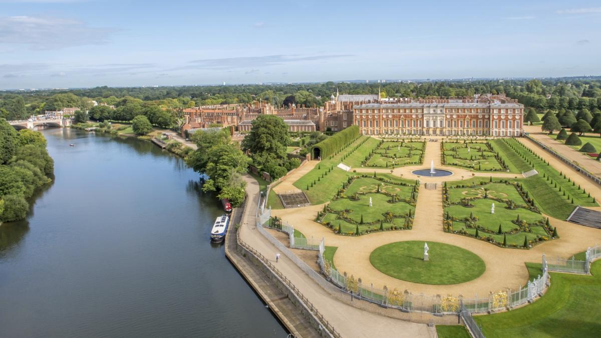 Hampton Court Palace from above - image credit Historic Royal Palaces