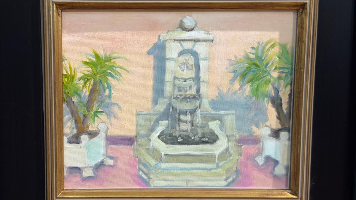 Avensole Fountain & Palms by Kathy Stradley