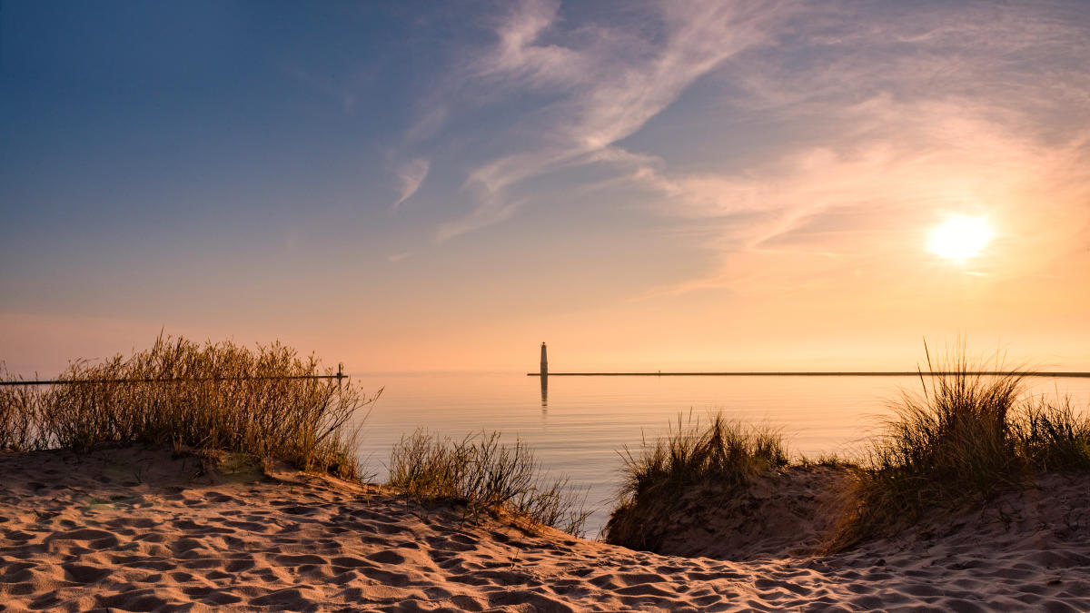 Frankfort Lighthouse at Sunset