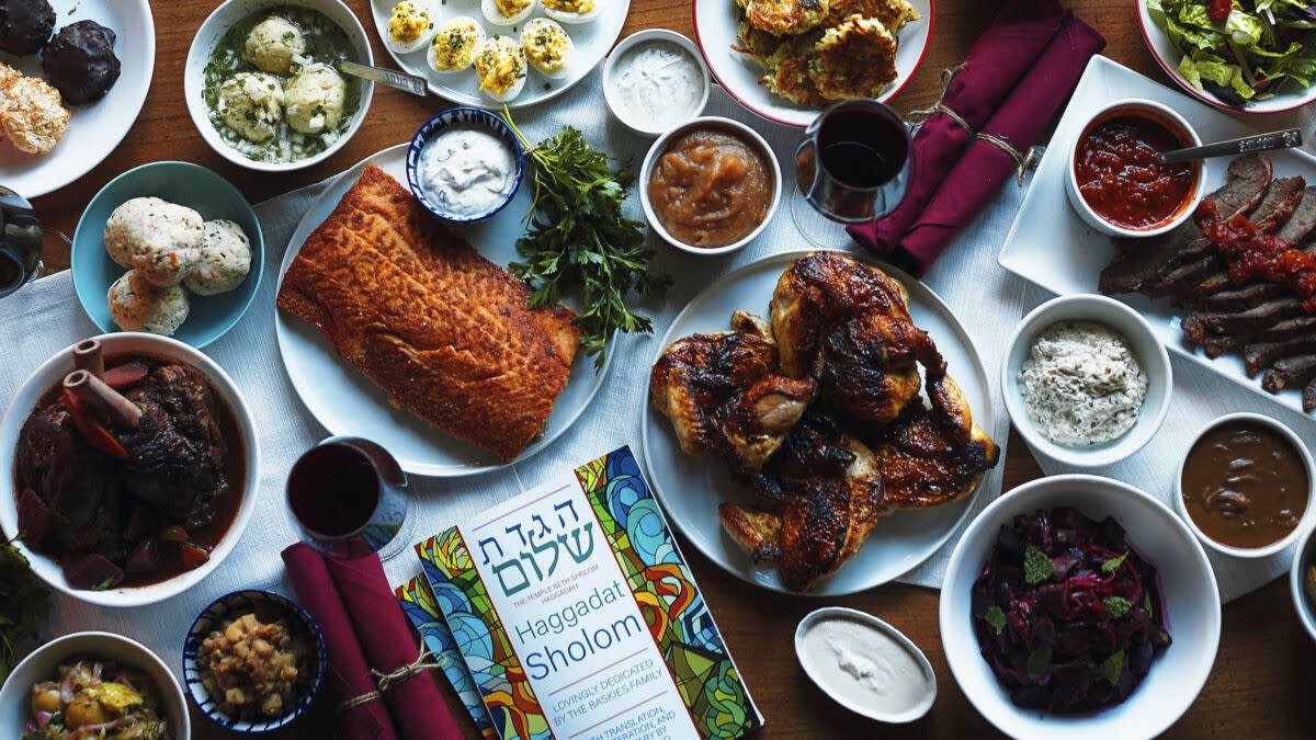 table of Passover food from Founding Farmer's