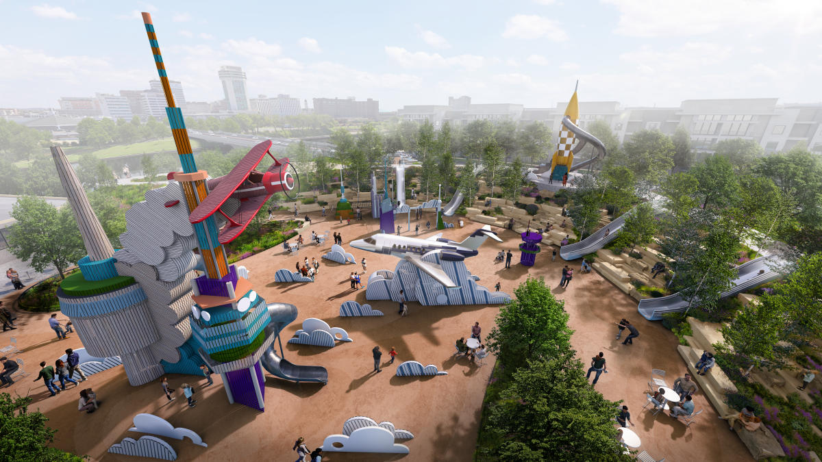A rendering of the new Textron Aviation Flight Adventure playground at Exploration Place