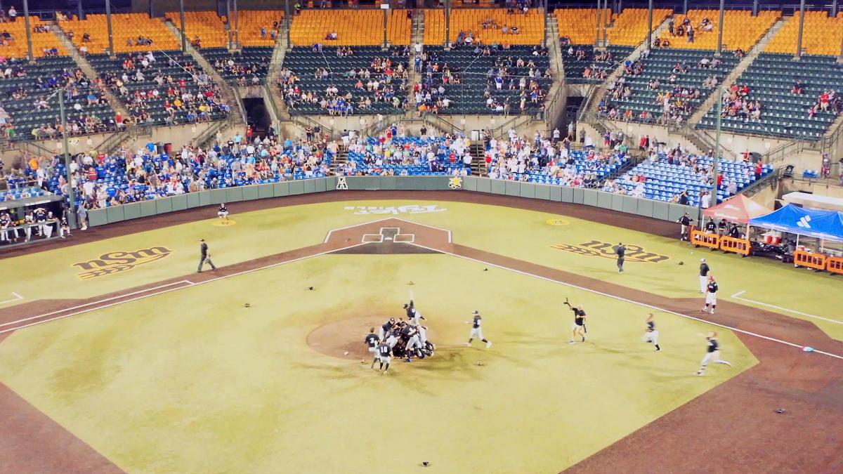 Players take the field at Eck Stadium during the NBC World Series