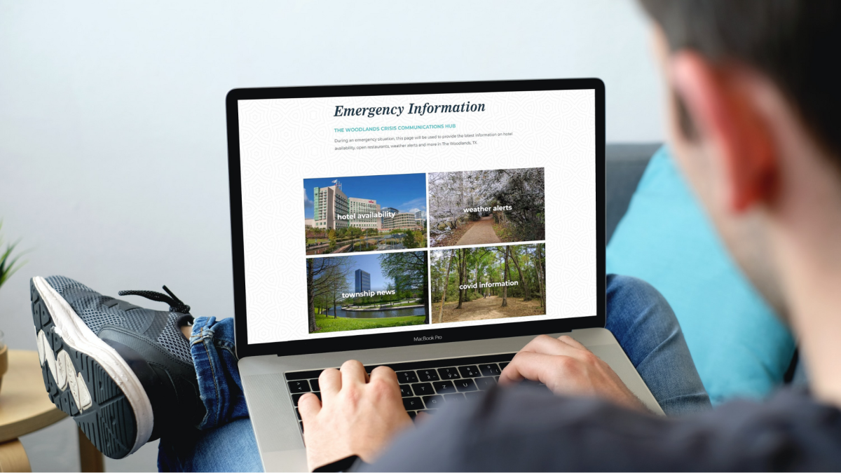 Person looking at Visit The Woodlands Emergency Microsite