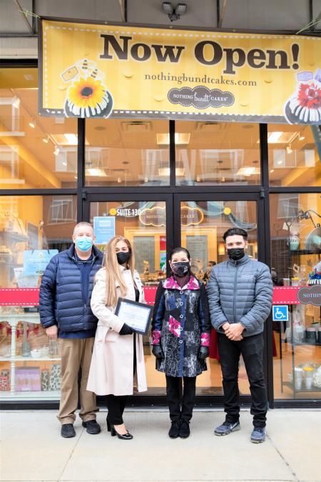 The Rogers Family with First Lady Yumi Hogan at the Grand Opening of Nothing Bundt Cakes.