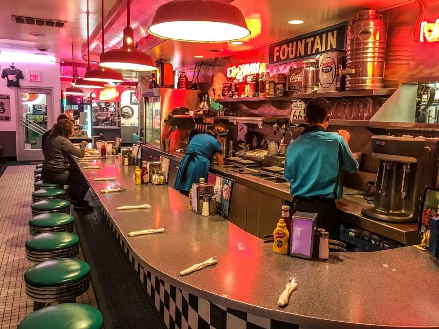 A look at the counter inside 66 Diner