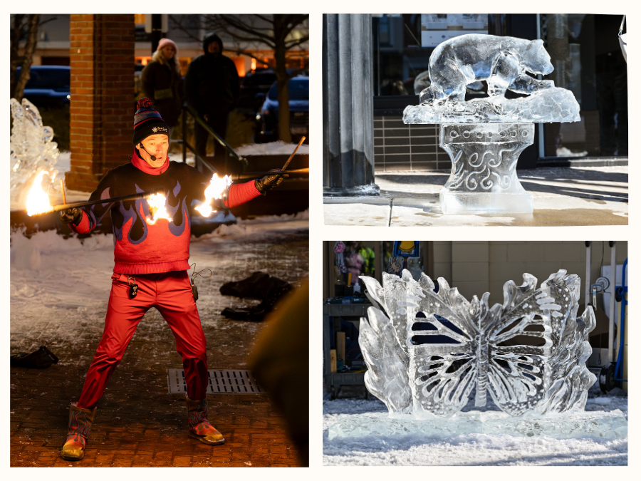 Fire & Ice Festival. Fire show and ice sculptures