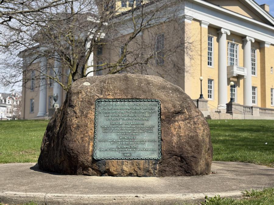 Canandaigua Treaty rock outside of the Ontario County Courthouse