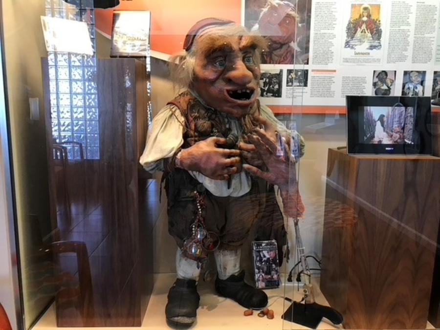 Hoggle from Labyrinth stands on display inside the Unclaimed Baggage Center.