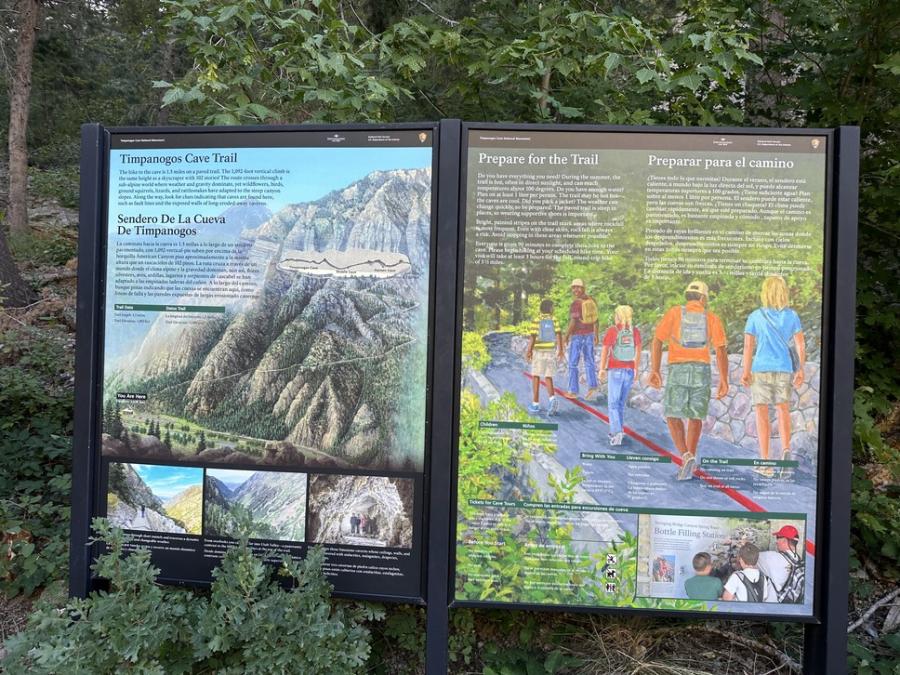 information marker about the trail to Timpanogoscave