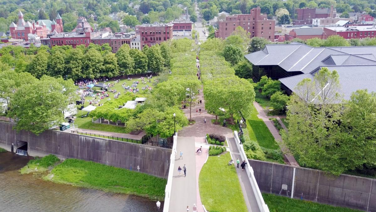GlassFest Concert Centerway Pedestrian Bridge Drone Shot