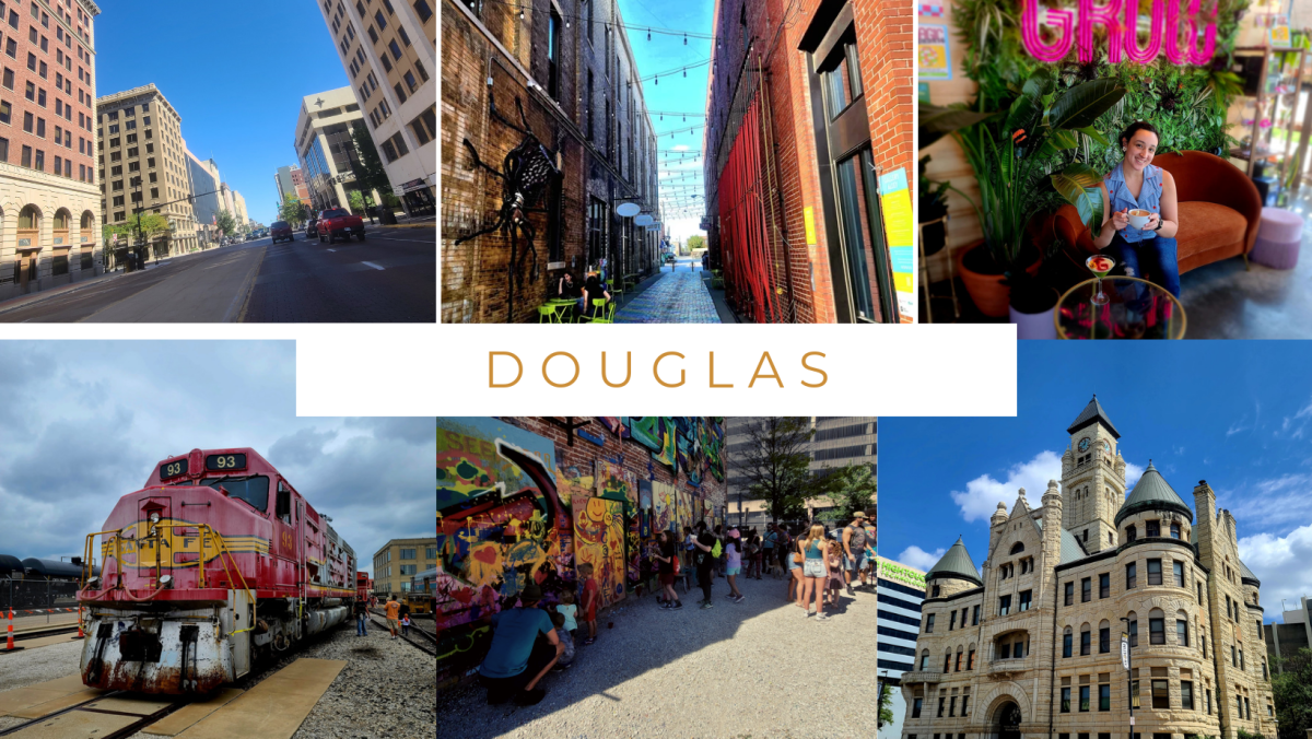 A collage of photos taken on Dougas Avenue features "Douglas" text over the top