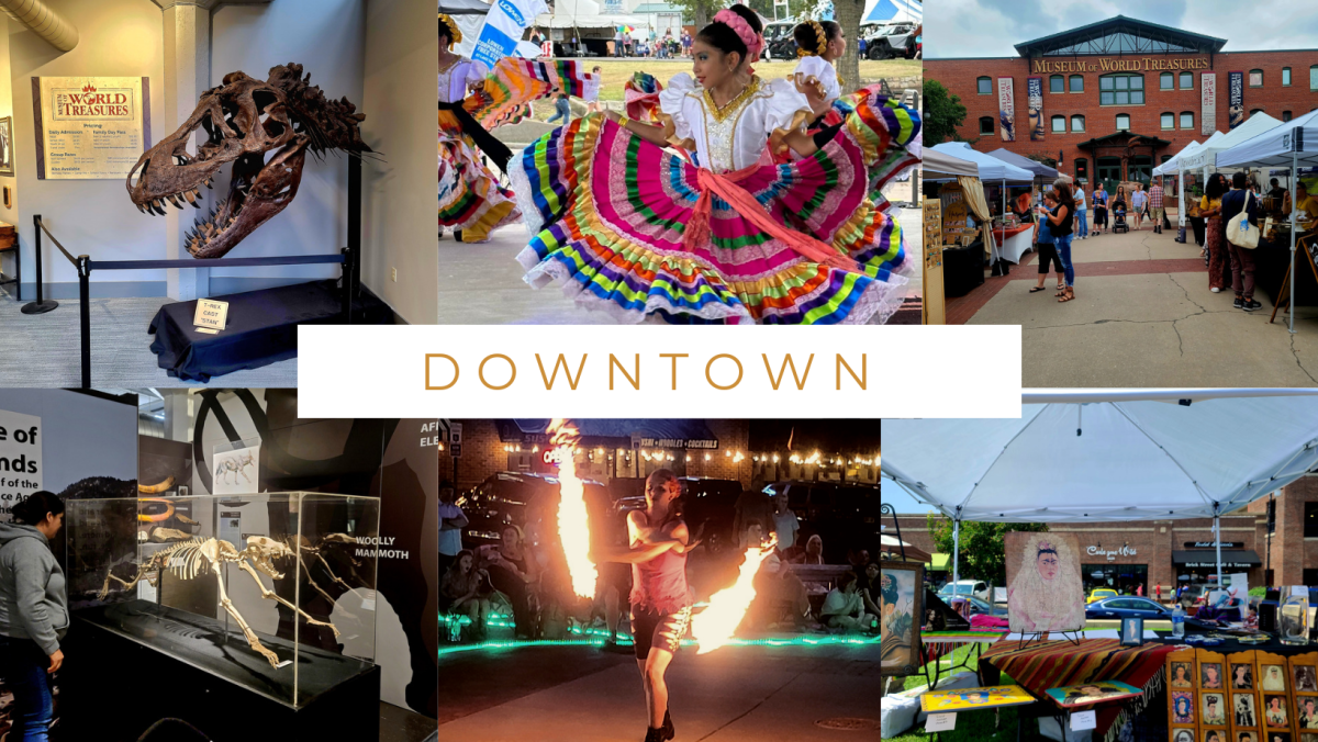 A collage of photos taken in Downtown Wichita features "Downtown" text over the top