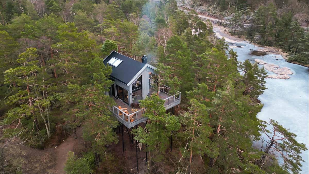 Tretopphytte sett ovenfra