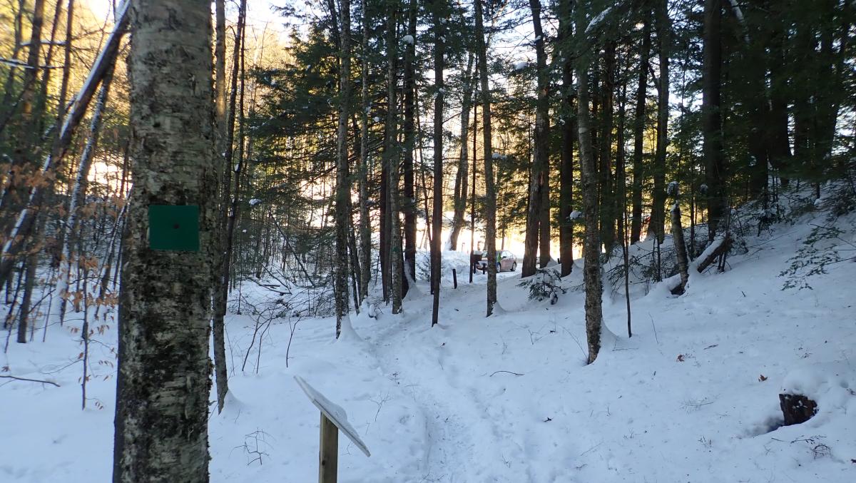 Parking lot from the green trail in winter
