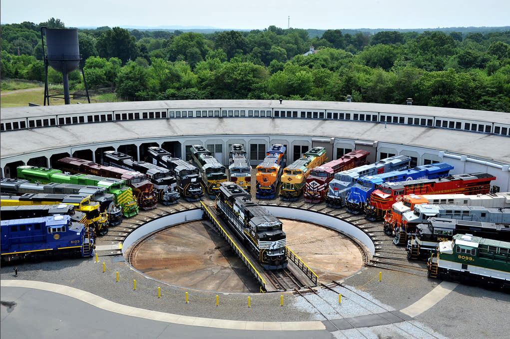 Trains at Roundhouse for America 250 event at N.C. Transportation Museum