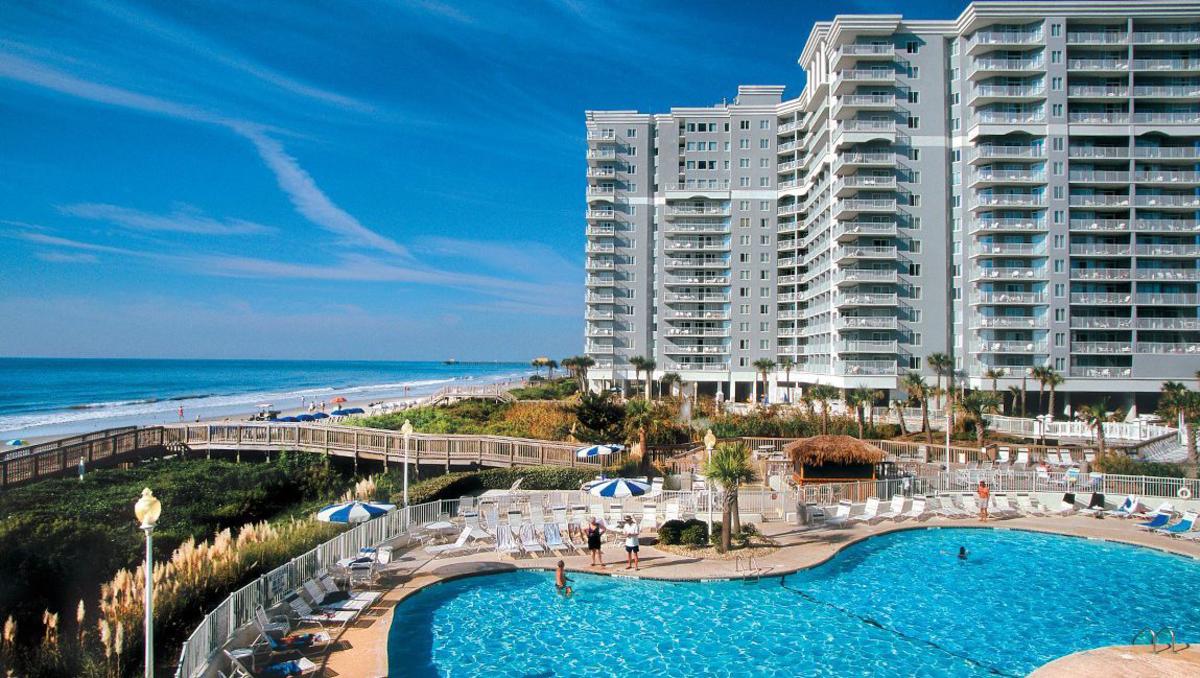 Sea Watch Resort aerial view with pool, Myrtle Beach, SC