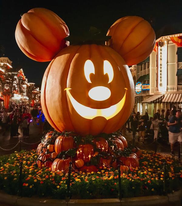 Image of the giant Mickey Pumpkin inside Disneyland