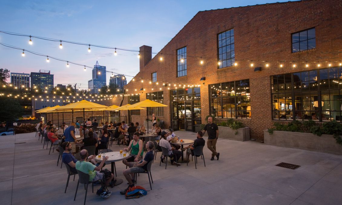 Outdoor Patio At Transfer Co. Food Hall In Raleigh NC