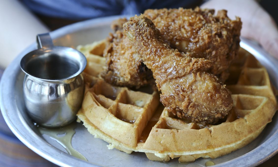 Plate Of Fried Chicken And Waffles From Beasley's In Raleigh, N.C.
