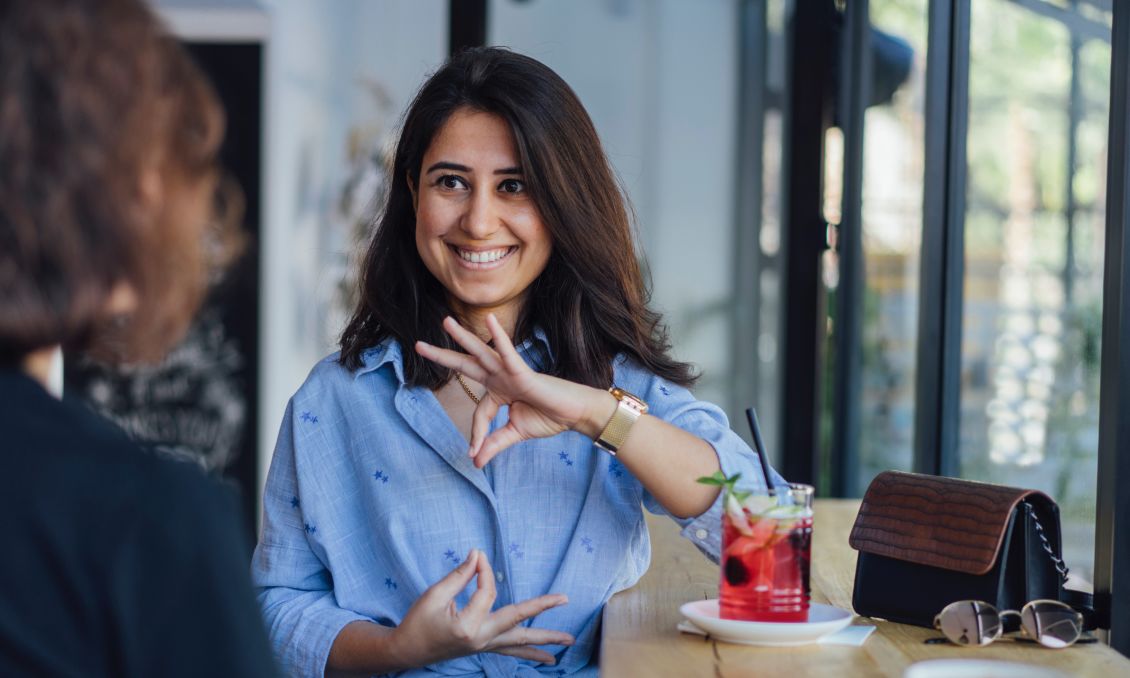 Woman using sign language