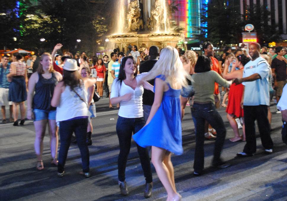 Salsa dancing on Fountain Square