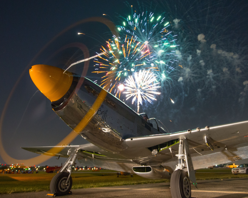kaboom town airplane and fireworks