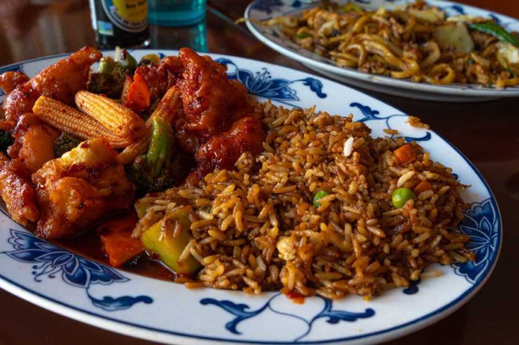 A fresh plate of food at the Hunan Garden
