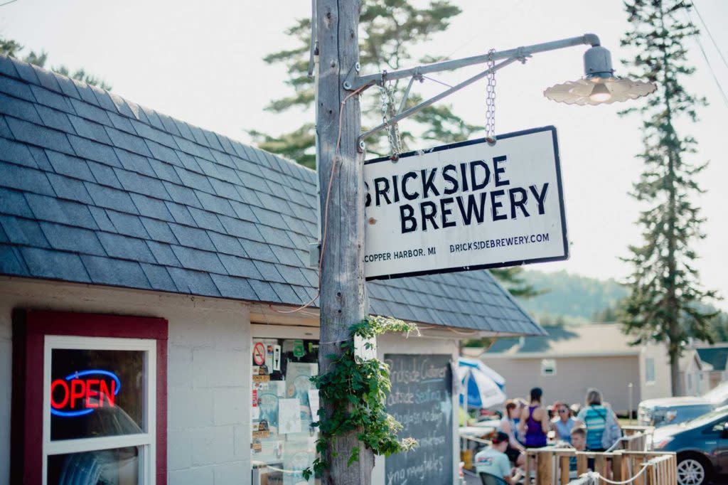 Outside of Brickside Brewery in Copper Harbor