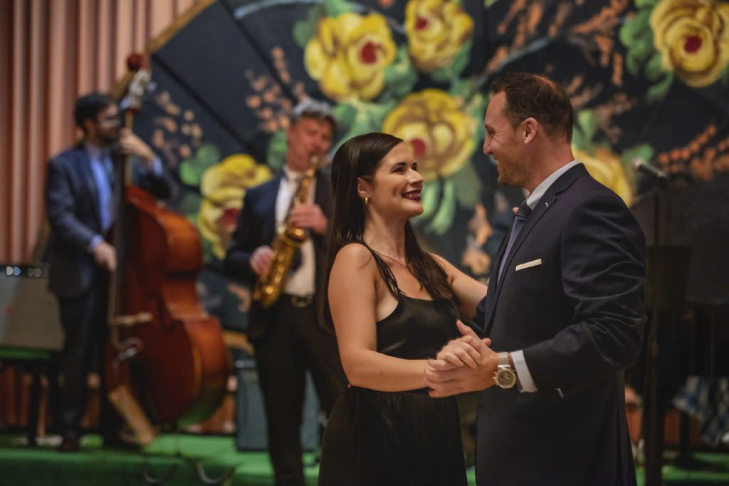 A couple dances to the music during the Grand Hotel Jazz Festival on Mackinac Island