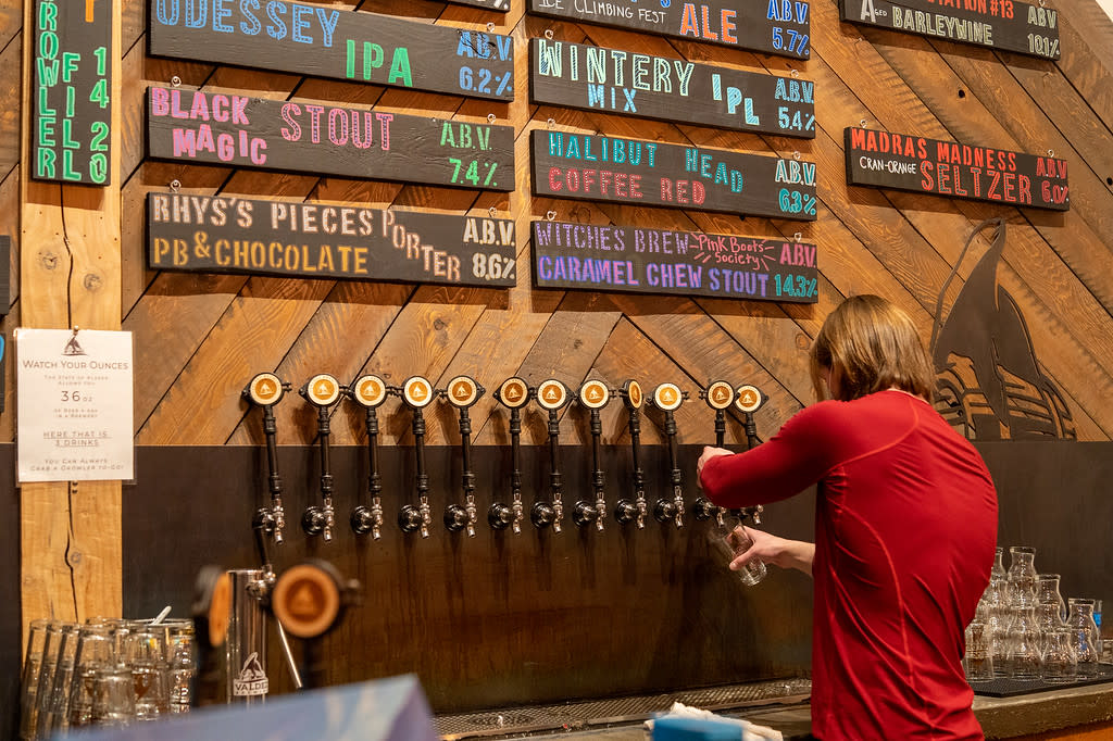 the taps at a local craft brewery