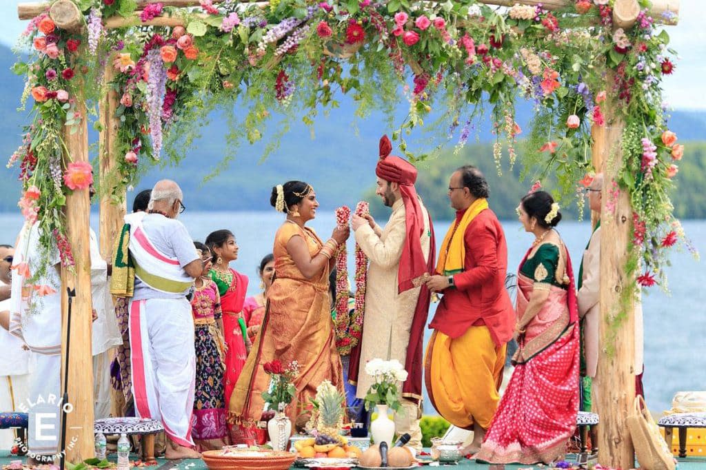 traditional indian wedding on the shores of Lake George