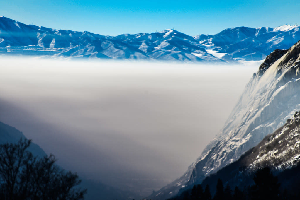 Looking down into the Salt Lake Valley Inversion from Snowbird Ski Resort