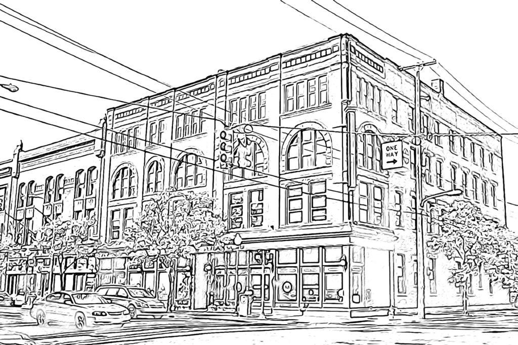 Main Street East Coloring Page