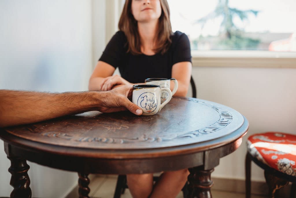 Early bird coffee shop couple