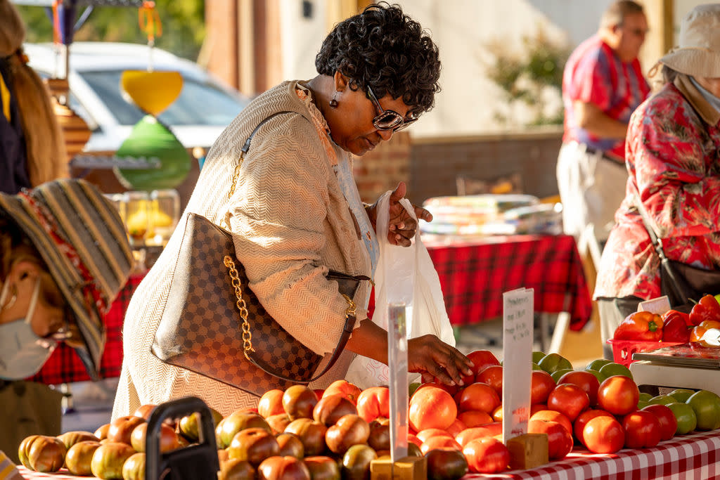 Woman shopping at farmers market