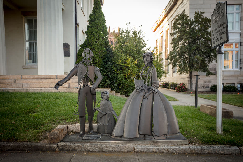 Statues in front of the Rowan Museum