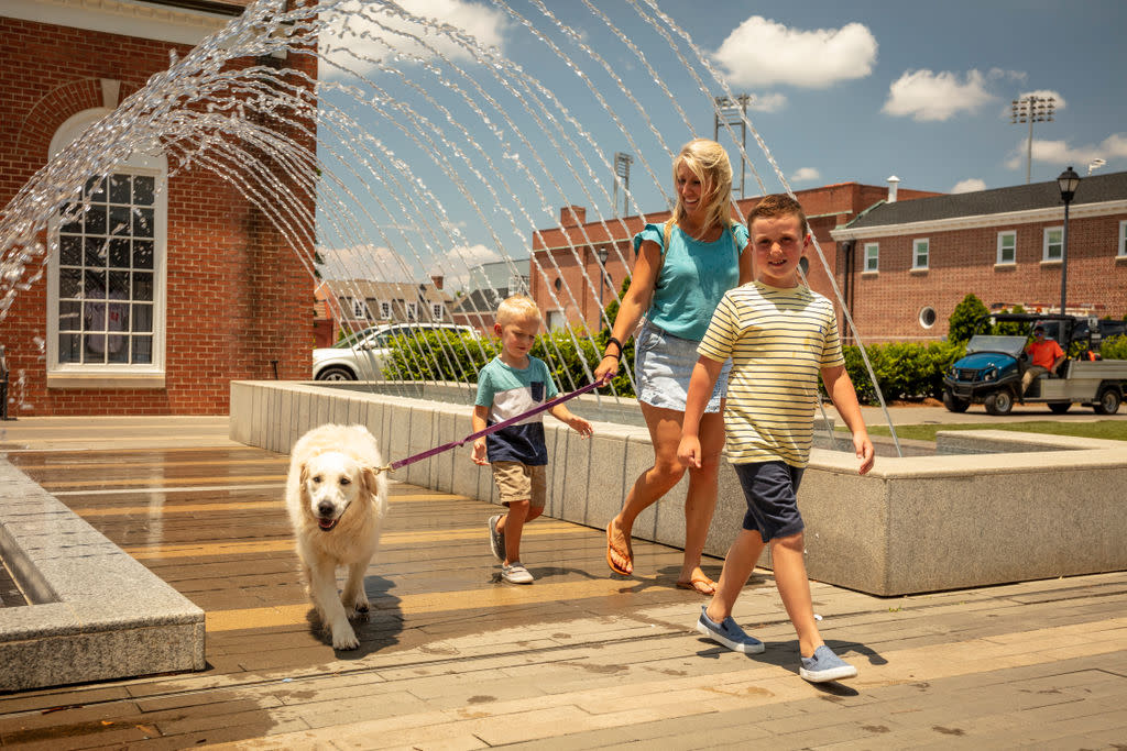 Family with dog in Downtown Kannapolis