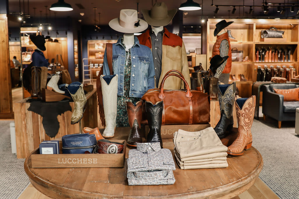 Interior of Lucchese bootmaker with shirts, shoes, and more in The Woodlands Texas