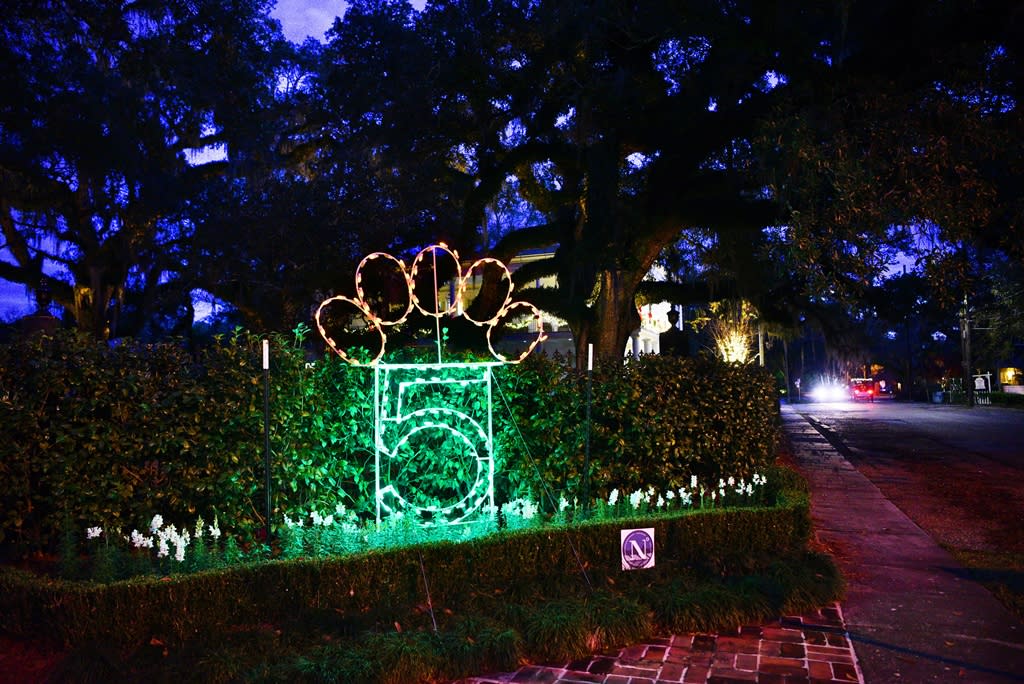 Five Golden Rings display from Covington's 12 Days of Christmas lights