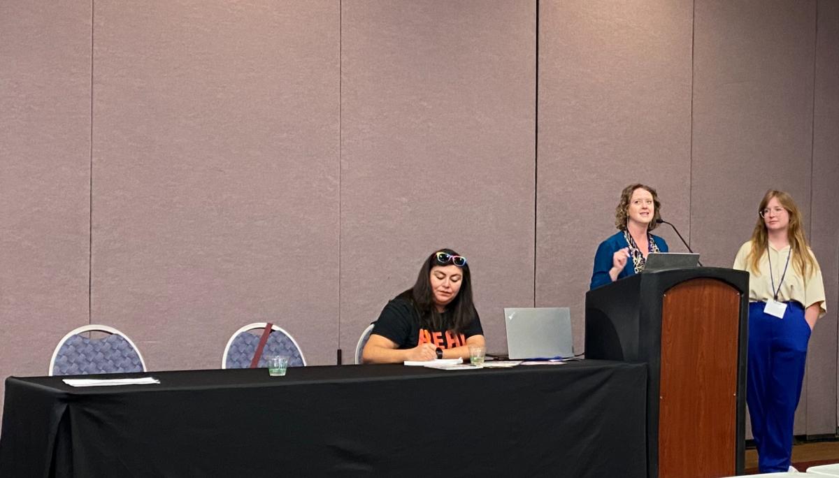Brenna Moore presents during a presentation on social media influencers at the NMHA Governor's Conference