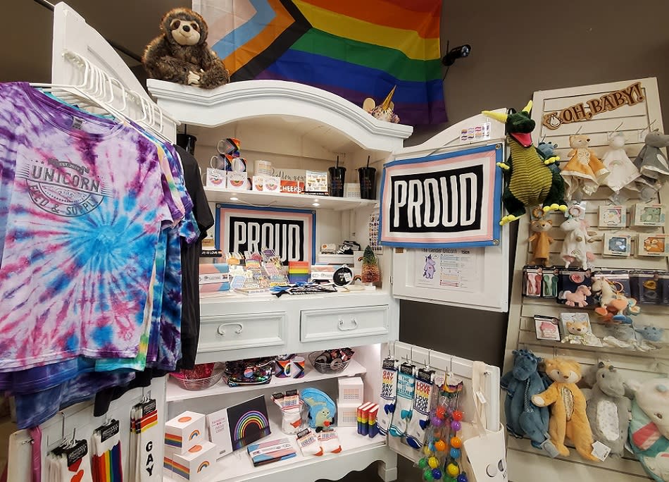 LGBTQ display at Unicorn Feed & Supply