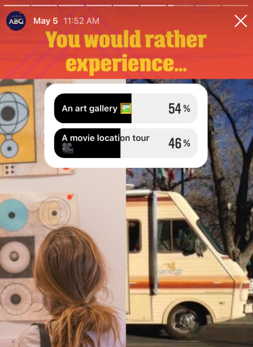 art gallery vs movie location tour instagram story