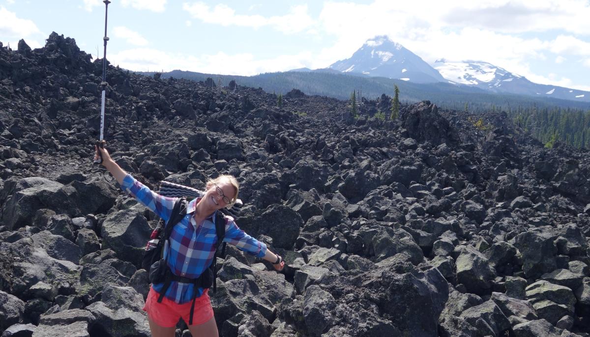 Julia in the lava fields near Hwy 242 Julia in the lava fields near Hwy 242