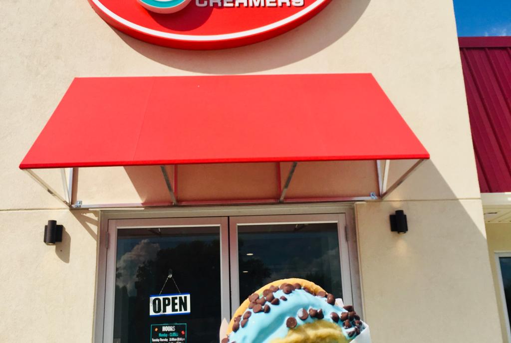 Jubie's Creamery Ice Cream Sandwich and Store Exterior