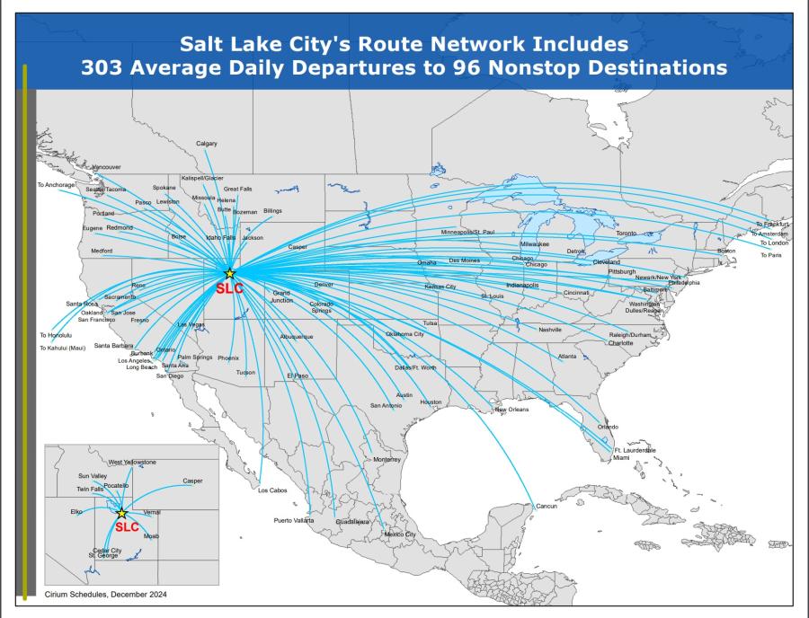 Map of Flights out of Salt Lake