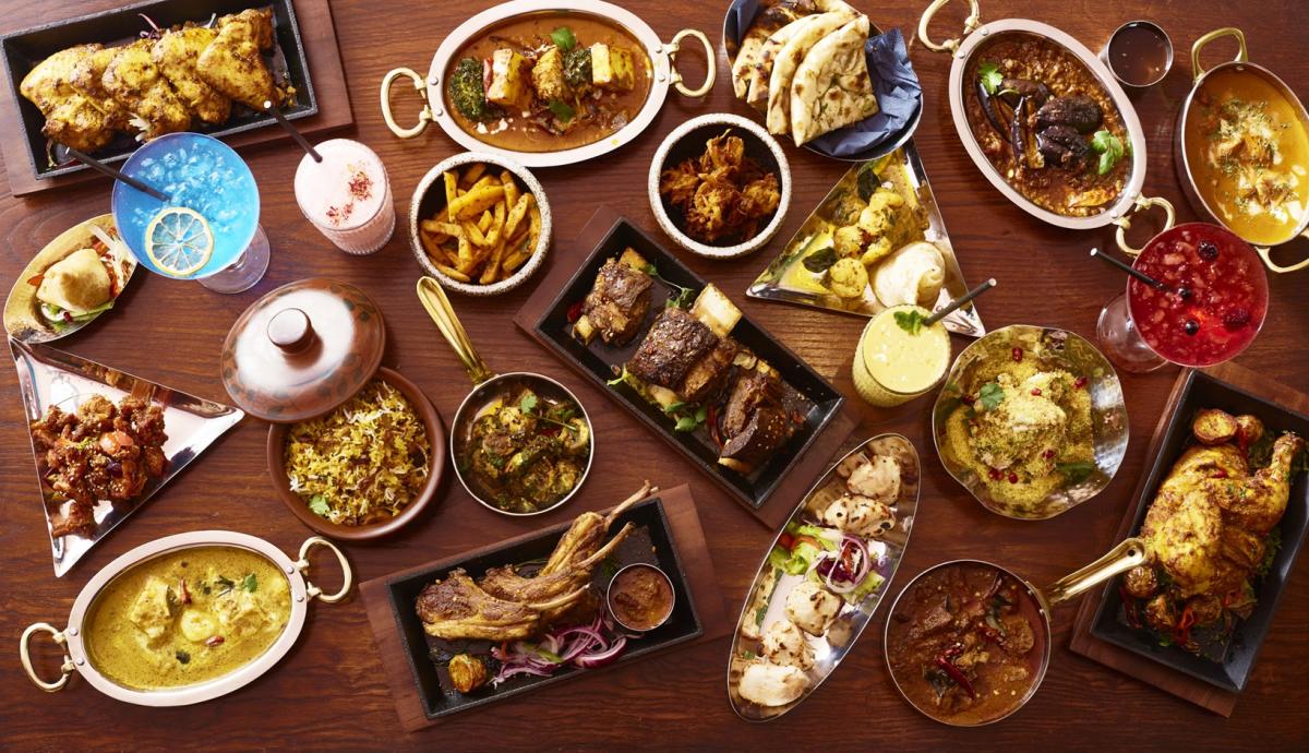 Dhol Restaurant assortment of Indian dishes