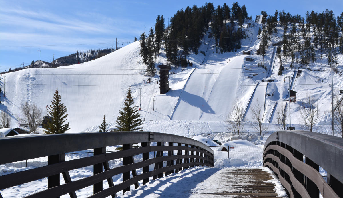 9th street bridge provides views of Steamboat Resort, the Yampa River and Howelsen Hill in downtown Steamboat Springs