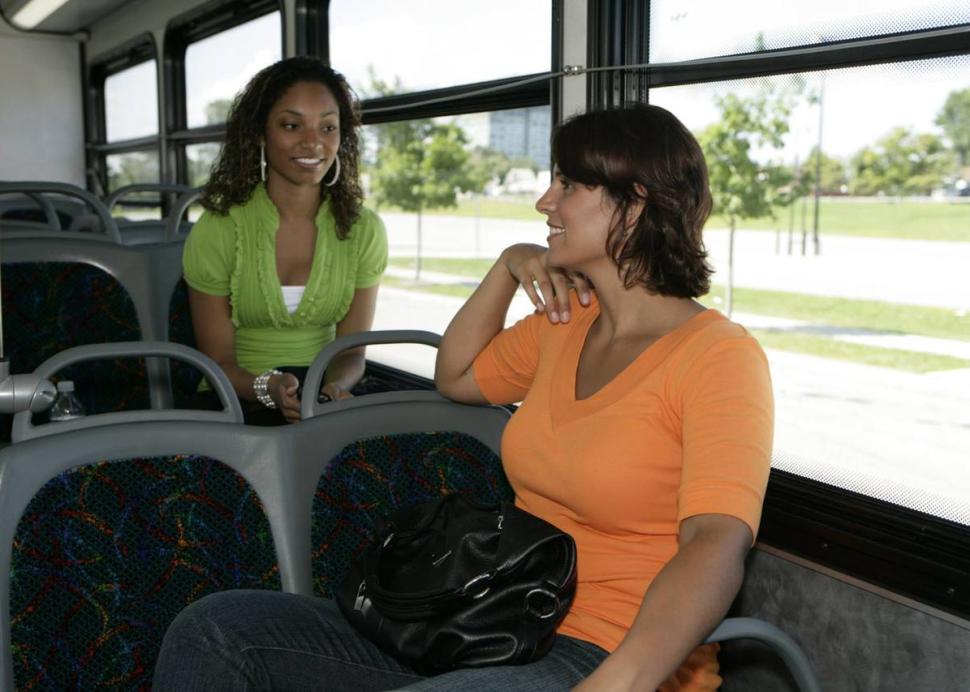 travelers on a RGRTA bus