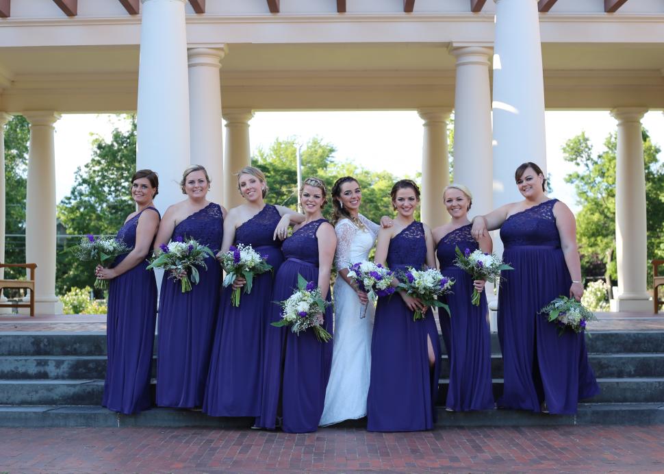 Bride and Bridesmaids pose for a photo at Sonnenberg Gardens & Mansion State Historic Park